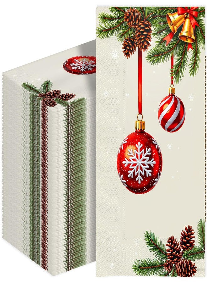 Tbsone Christmas Paper Napkins Disposable: Guest Dinner Hand Towels, Xmas Balls Design for Table Decor, Bathroom, Home, Kitchen, Holiday Cocktail Party (Christmas Classic) - Image 1